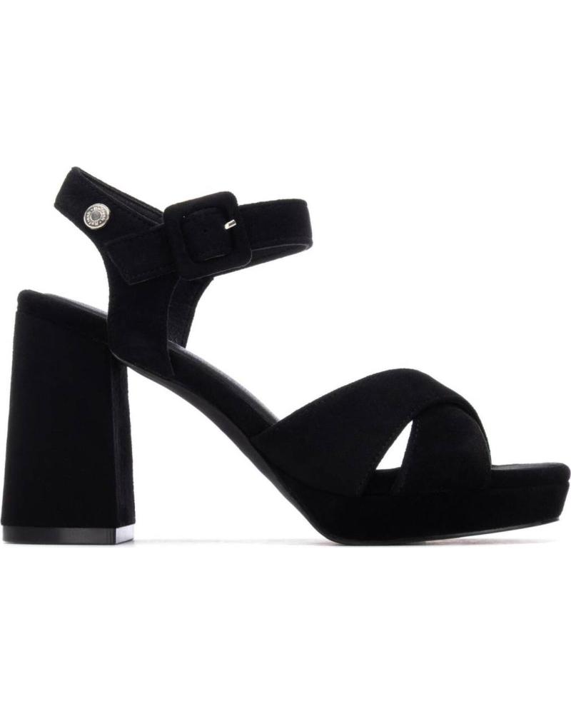 REFRESH SANDALIA DE TACÓN CON PLATAFORMA Y TIRAS CRUZADAS NEGRO