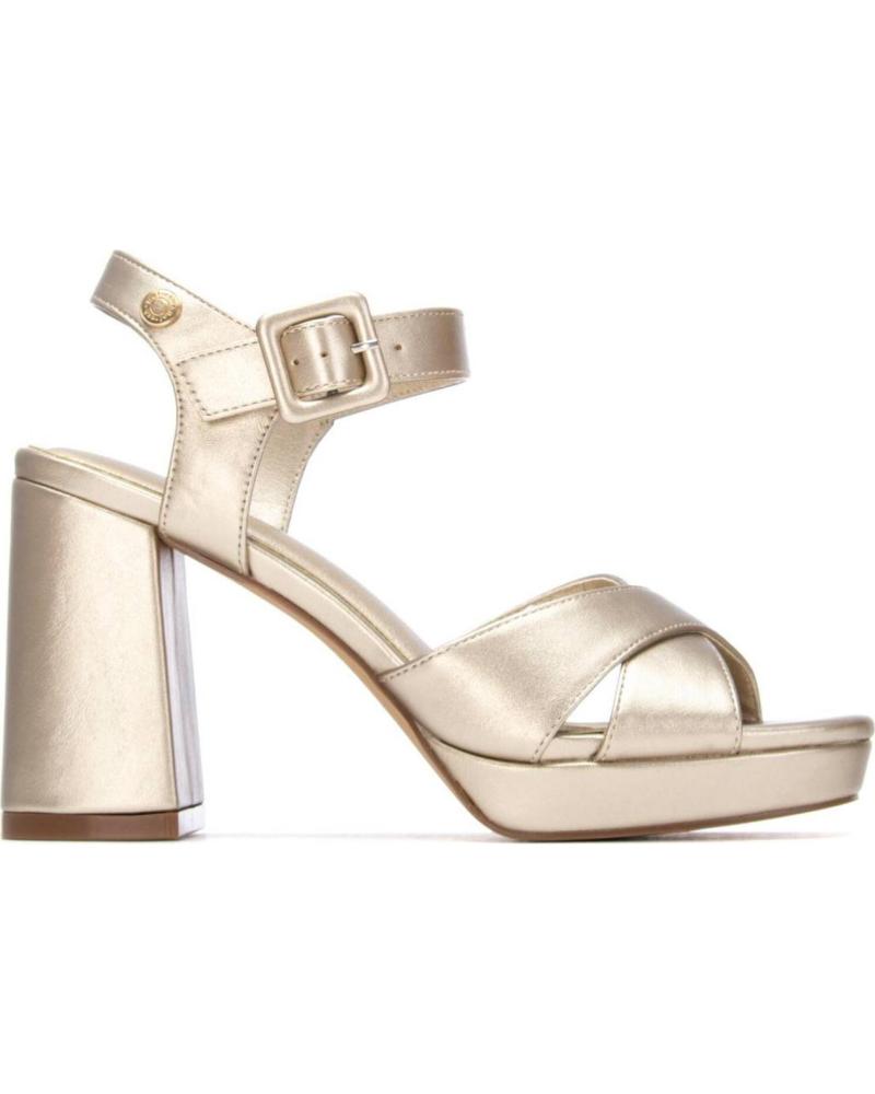 REFRESH SANDALIAS DE TACÓN BLOQUE CON PLATAFORMA Y CIERRE DE HEBILLA ORO