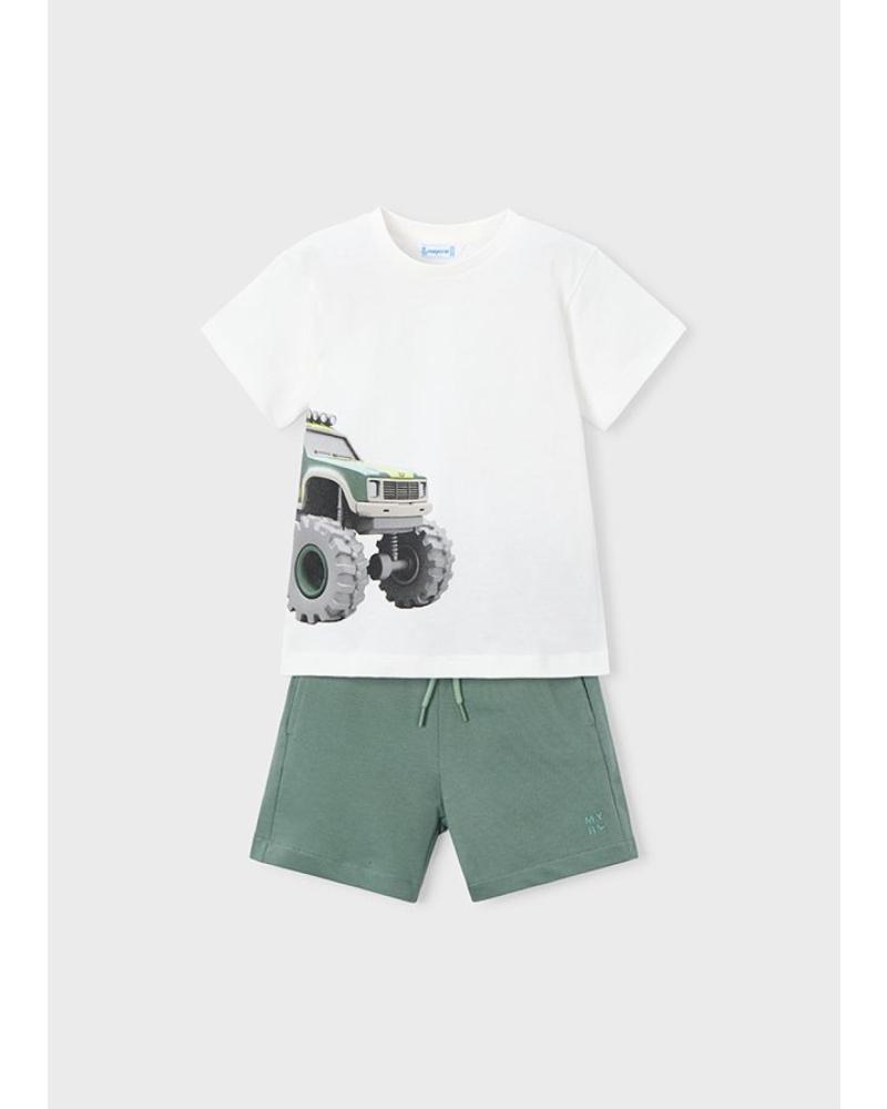 MAYORAL CONJUNTO CAMISETA Y BERMUDA ESTAMPADO 3 605 039 VERDE