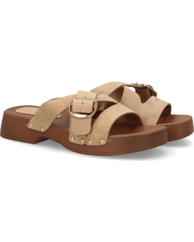 SPORT3PUNTO0 SANDALIAS H3019 BEIGE CON HEBILLA Y PLATAFORMA EFECTO MADERA VARIOS COLORES