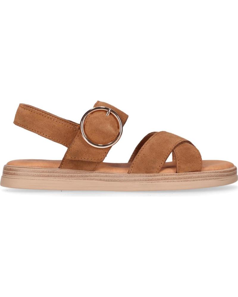 CHIKA10 SANDALIA MOTA CON TIRAS CRUZADAS Y HEBILLA CUERO-TAN