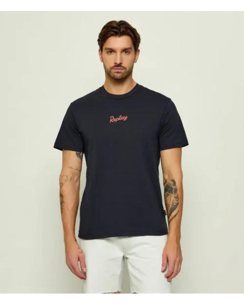 REPLAY CAMISETA M3349 CON LOGO ESTAMPADO NEGRO