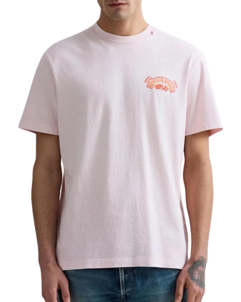 REPLAY CAMISETA DE ALGODÓN CON ESTAMPADO M3400 ROSA