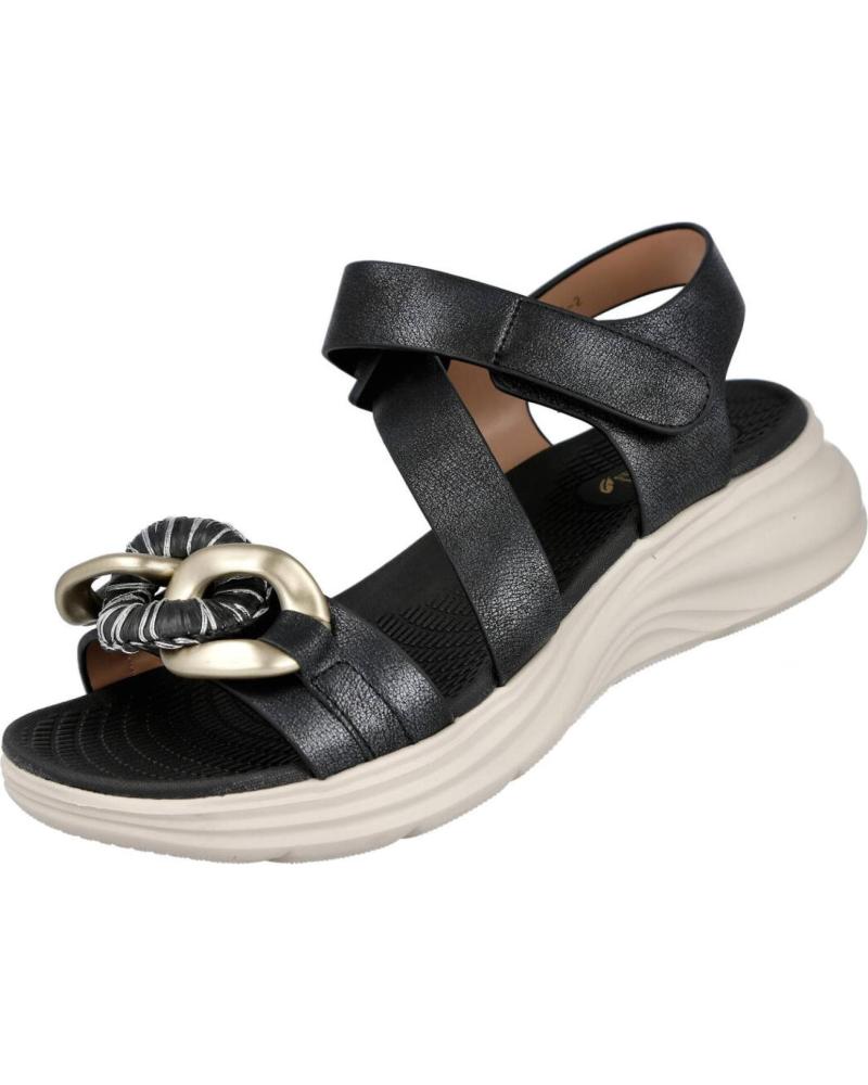 BUBBLE BOBBLE SANDALIAS PLANAS BL2616-2 CON DETALLE DE CADENA NEGRO