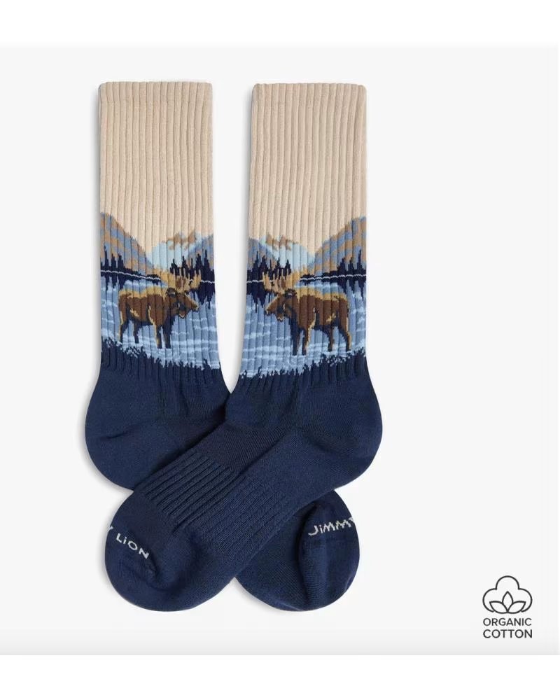 Calcetines Jimmy Lion Athletic Elk Lake Estampado Paisaje y Alce Azul