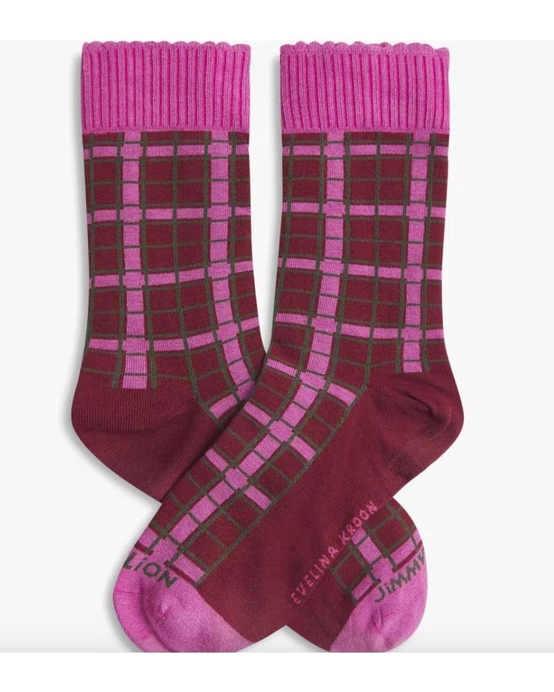Calcetines Unisex Jimmy Lion Evelina Kroon Pattern Ii Cuadros Burdeos y Rosa Burdeos-rosa