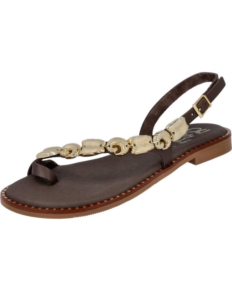 OH MY SANDALS SANDALIAS PLANAS DE DEDO CON DETALLE DE MONEDAS MARRON