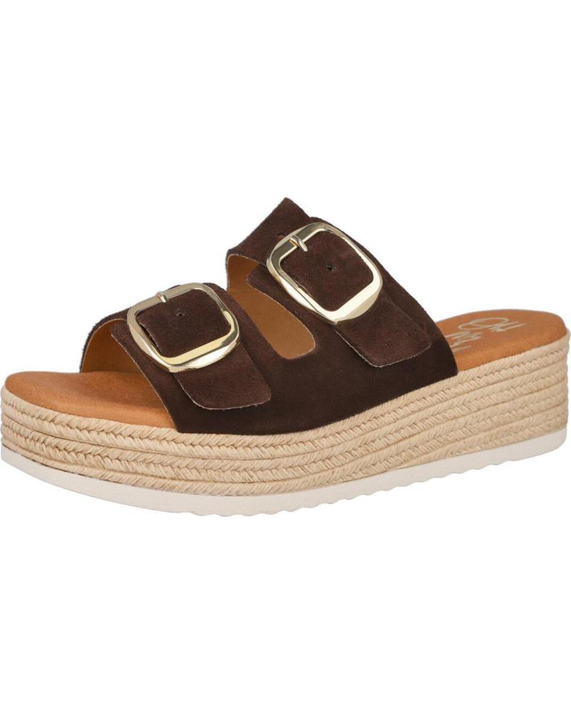 OH MY SANDALS SANDALIAS 6033 CON PLATAFORMA Y DOBLE HEBILLA MARRON