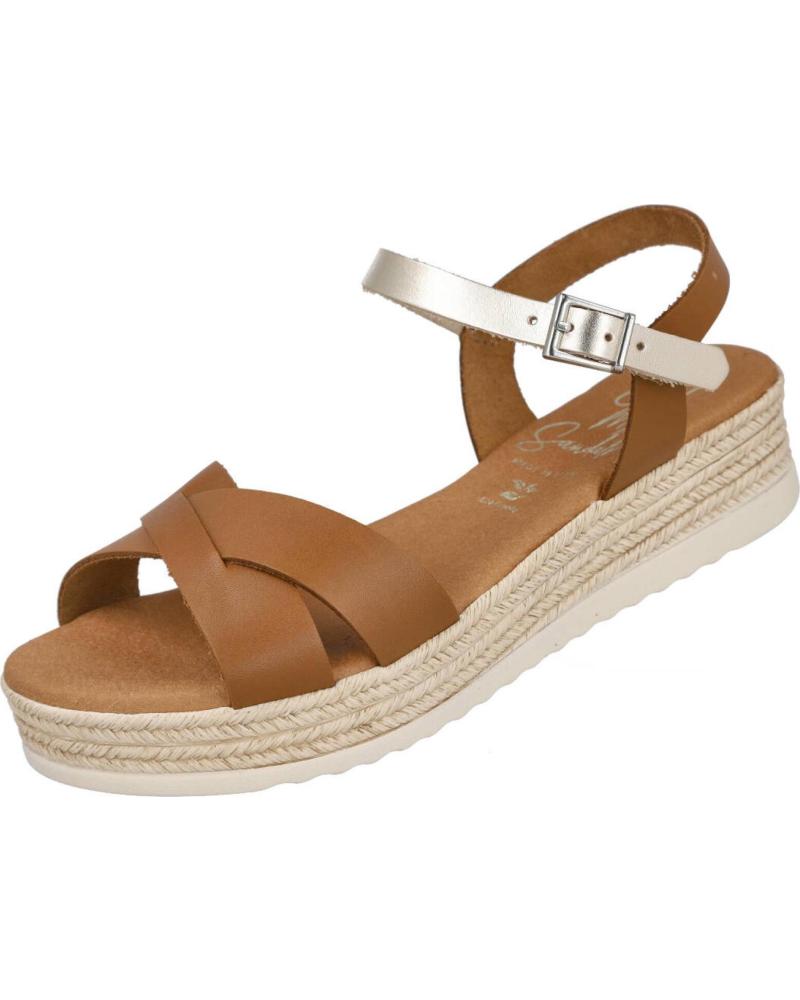 OH MY SANDALS SANDALIAS 5693 CON PLATAFORMA Y TIRA METALIZADA ROBLE