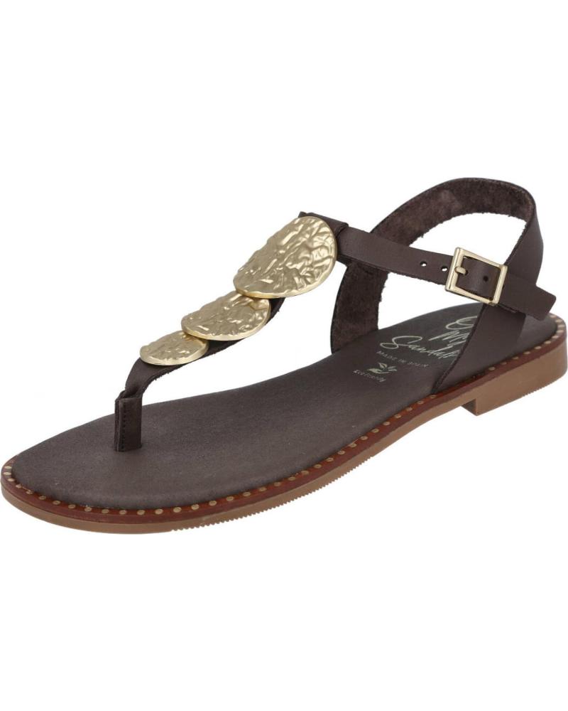 OH MY SANDALS SANDALIA ESCLAVA 5848 CON ADORNOS METÁLICOS MARRON