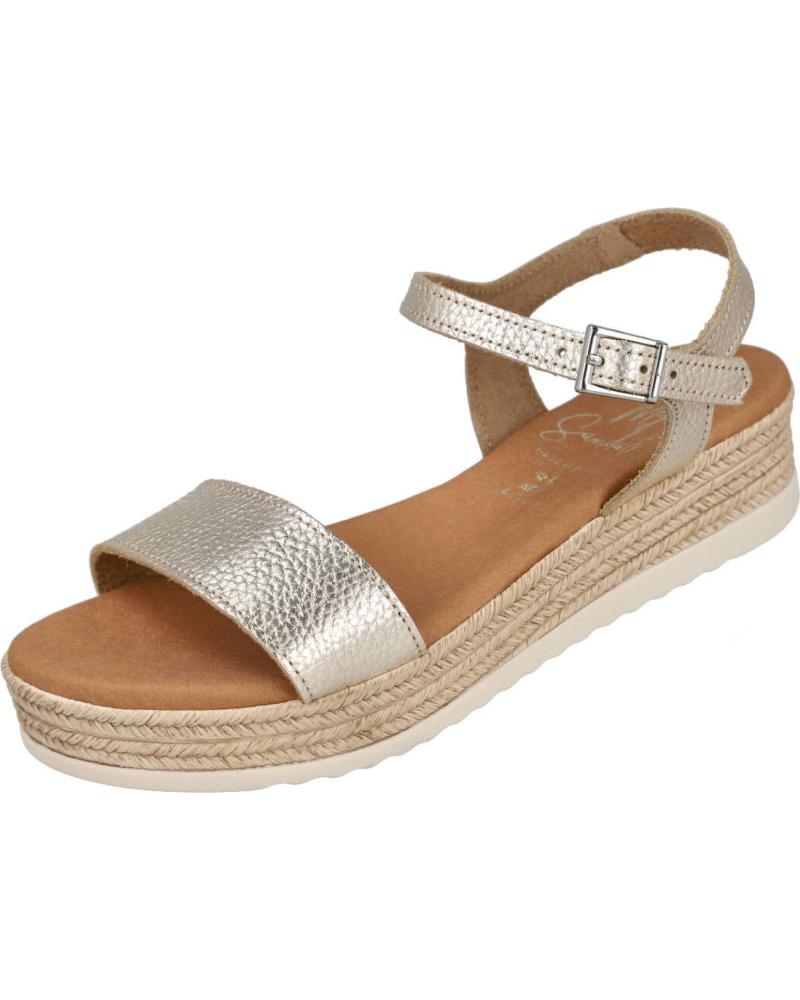 OH MY SANDALS SANDALIAS PLANAS 6111 CON PLATAFORMA Y CIERRE DE HEBILLA CHAMPAGNE