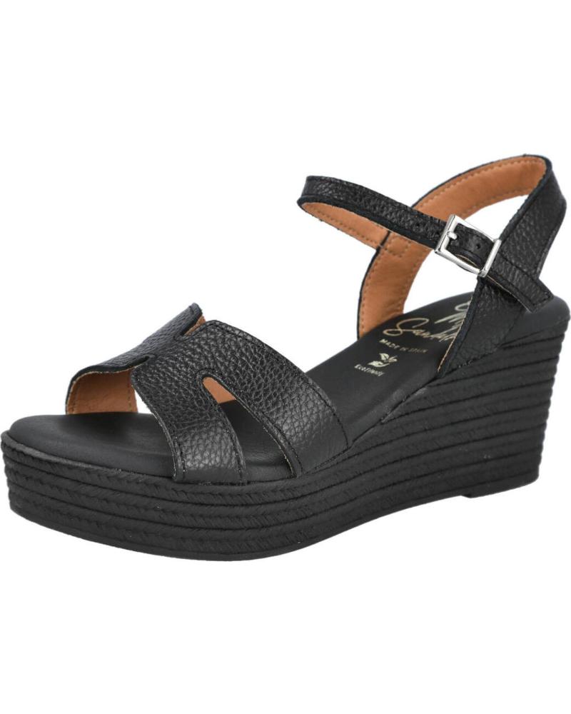 OH MY SANDALS SANDALIAS DE PIEL CON CUÑA MODELO 5720 NEGRO