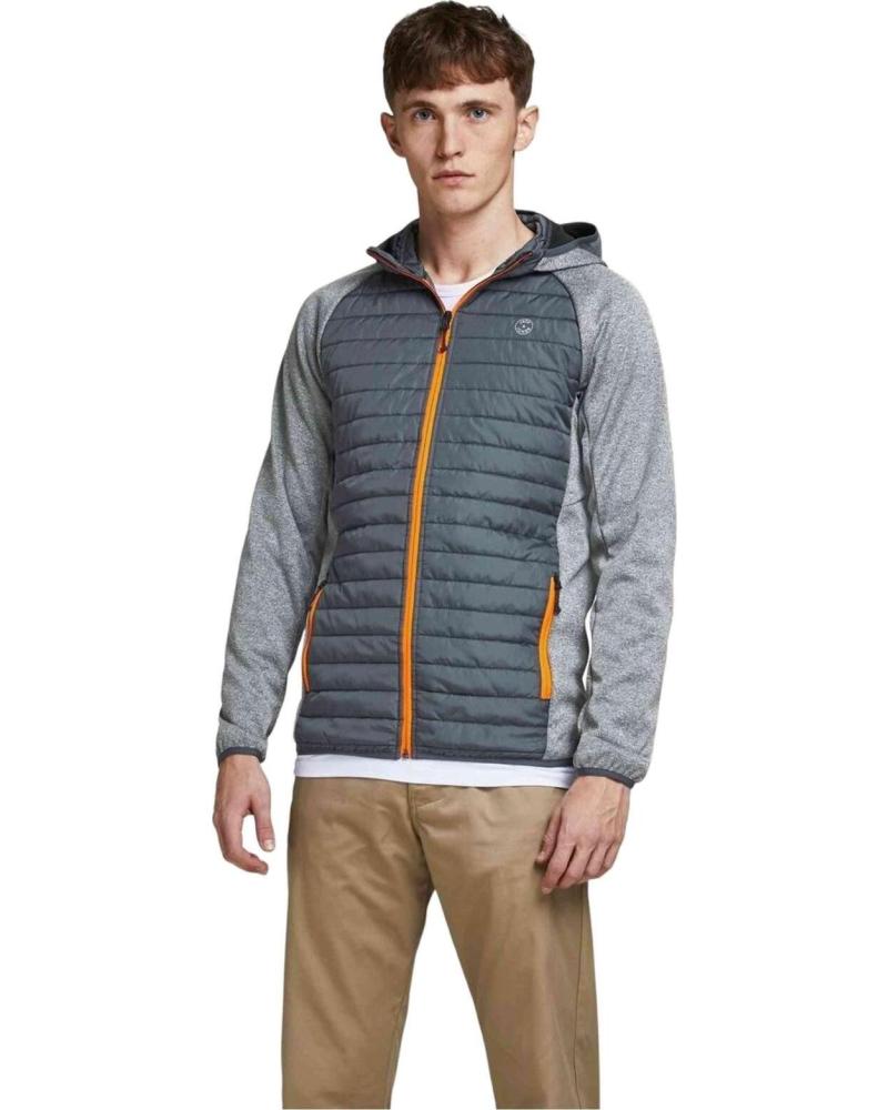 JACK AND JONES CHAQUETA ACOLCHADA CON CAPUCHA Y CIERRE DE CREMALLERA GRIS