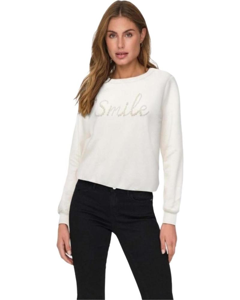 ONLY SUDADERA ONLY DE CUELLO REDONDO BLANCO