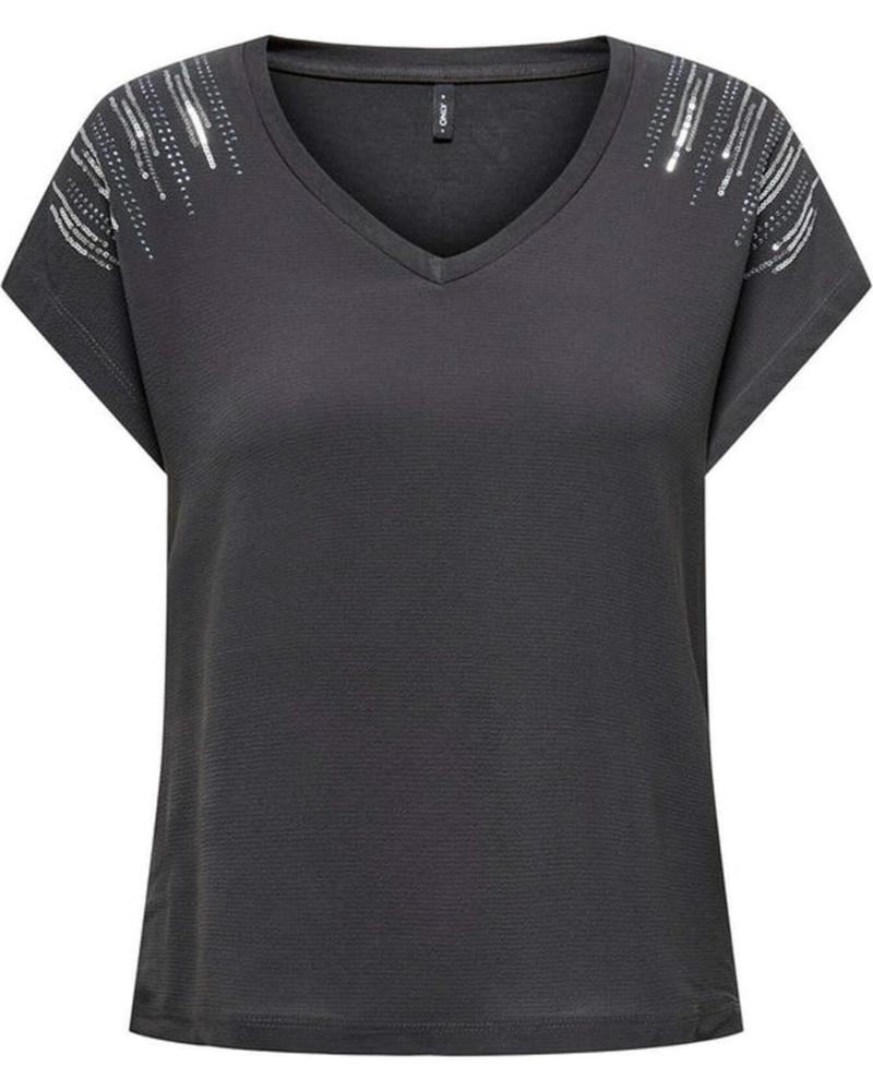 ONLY CAMISETA ONLY CON DETALLES DE ABALORIOS EN HOMBROS NEGRO