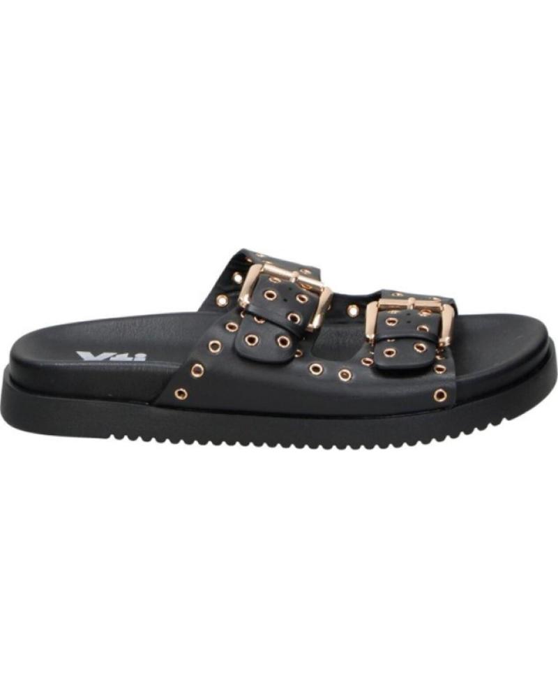 XTI SANDALIAS PLANAS 145083 CON HEBILLAS Y TACHUELAS NEGRO