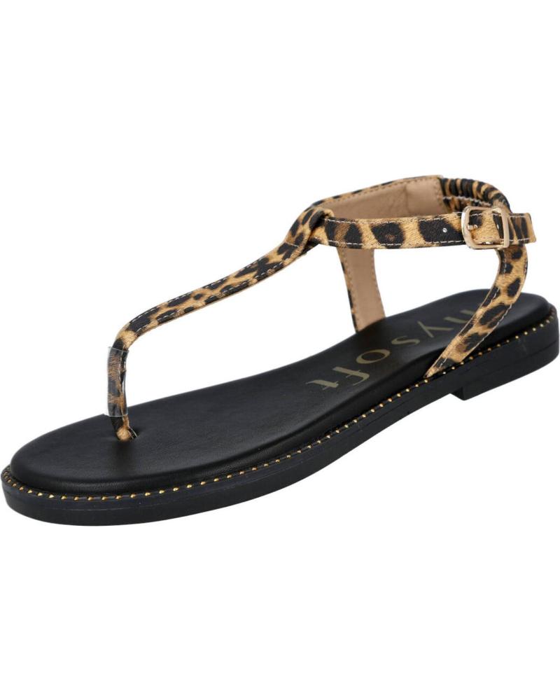 MYSOFT SANDALIAS ESCLAVAS 26M035 ESTAMPADO ANIMAL LEOPARDO-NEGRO