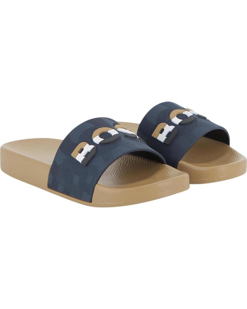 BOSS BOSS CHANCLAS CON LOGO METÁLICO MARRON