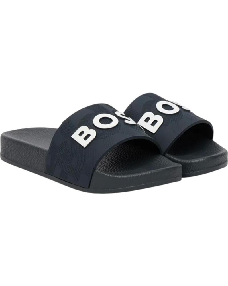 BOSS CHANCLAS CON LOGOTIPO EN CONTRASTE BOSS AZUL