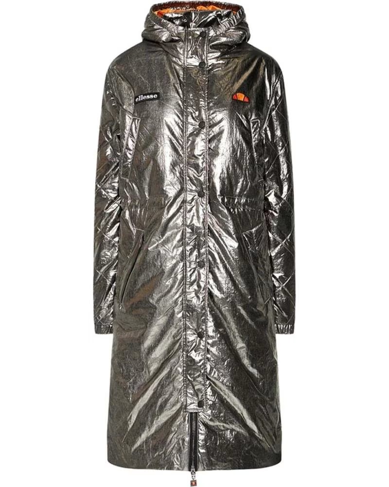 Ellesse Parka Larga Metalizada con Capucha Plateado