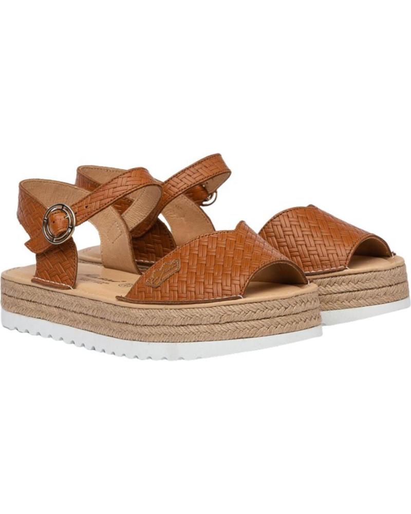 Sandalias de Mujer EVA MAÑAS NAUTICO PIEL SERRAJE 496 CUERO