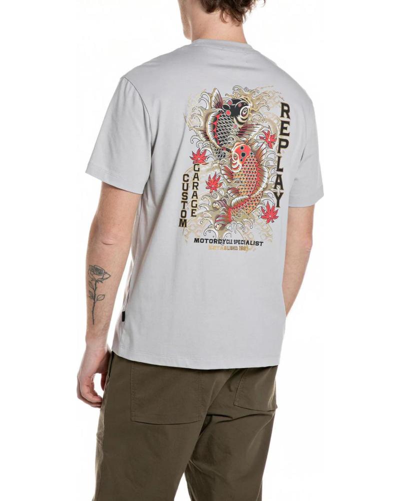 REPLAY CAMISETA M3371 CON ESTAMPADO TRASERO GRIS