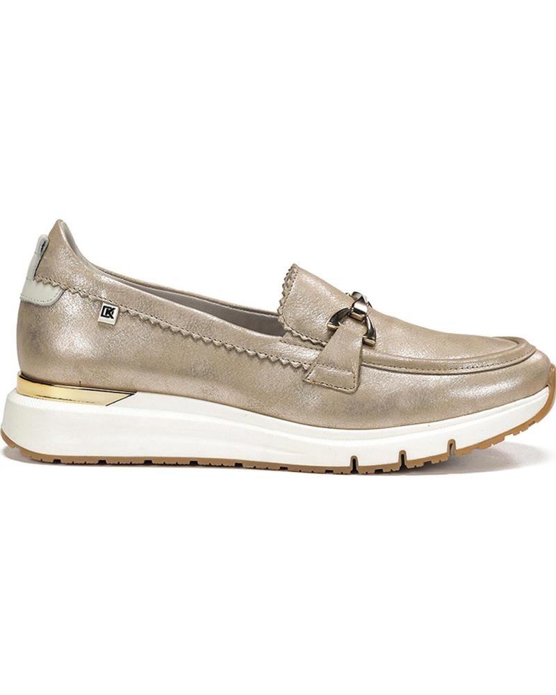 FLUCHOS MOCASINES FLUCHOS D9047 CON PLATAFORMA METÁLICOS PLATINO