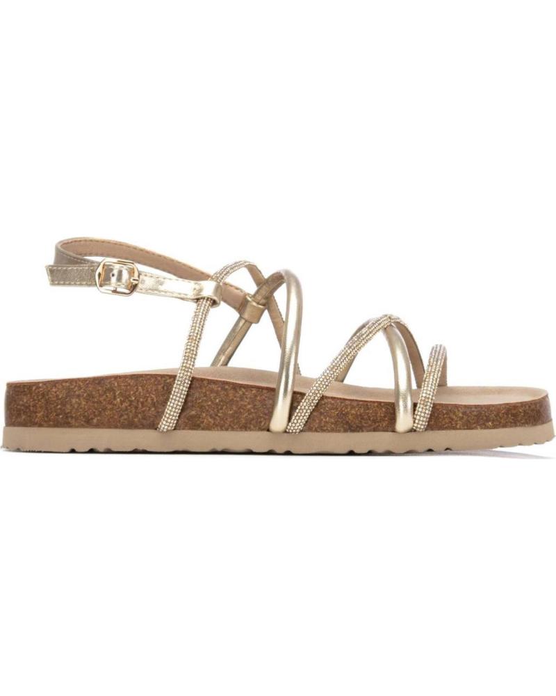 XTI SANDALIAS PLANAS MULTIPOSICIÓN CON TIRAS CRUZADAS ORO