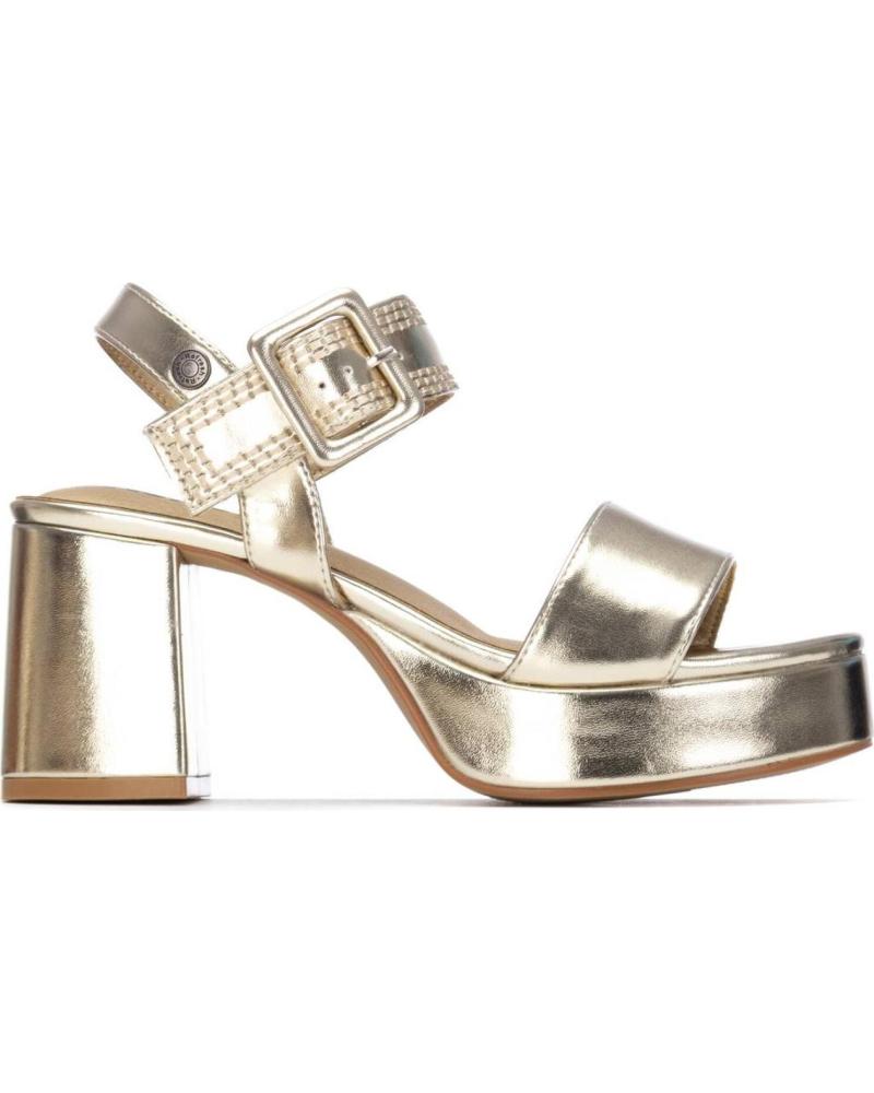 REFRESH SANDALIA DE PLATAFORMA Y TACÓN BLOQUE ACABADO METALIZADO ORO