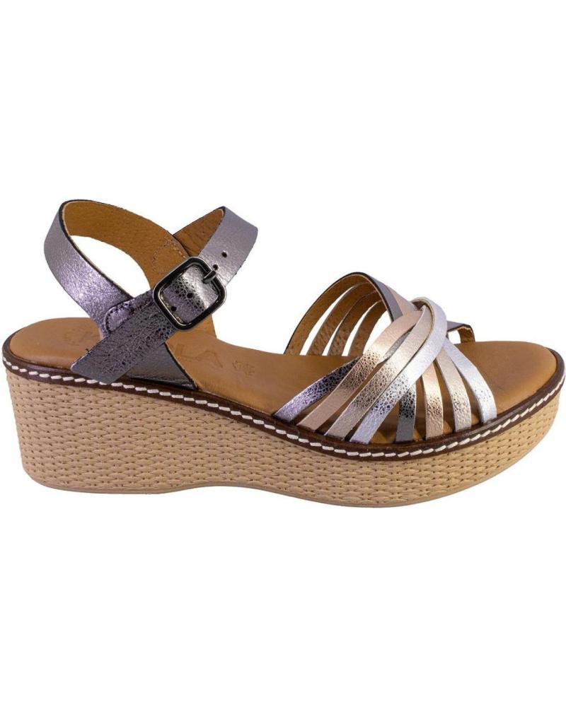 KAOLA SANDALIAS KAOLA 2655 CON PLATAFORMA DE PIEL PLATINO