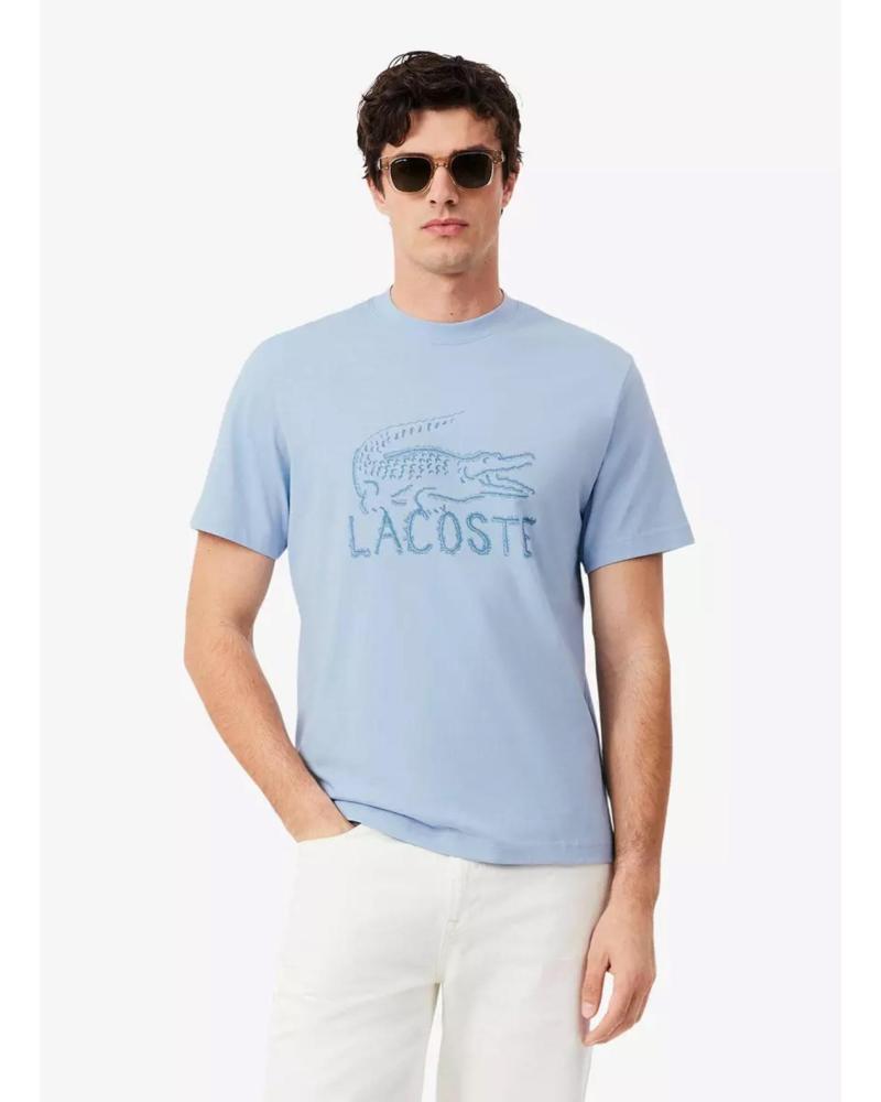 LACOSTE CAMISETA LACOSTE TH1427 CON LOGO ESTAMPADO CELESTE