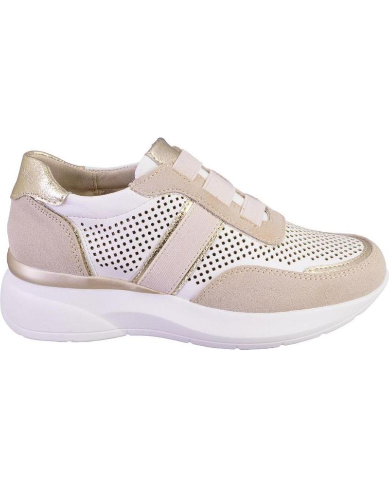 AMARPIES ZAPATILLAS CASUAL 30260 EN PIEL CON DETALLES TROQUELADOS BLANCO Y ROSA