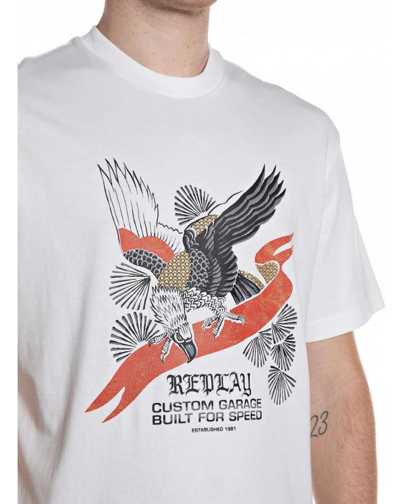 REPLAY CAMISETA MANGA CORTA ESTAMPADO ÁGUILA M3430 BLANCO