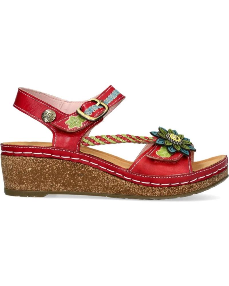 LAURA VITA SANDALIAS FASCIENO 09 CON PLATAFORMA Y ADORNO FLORAL ROJO