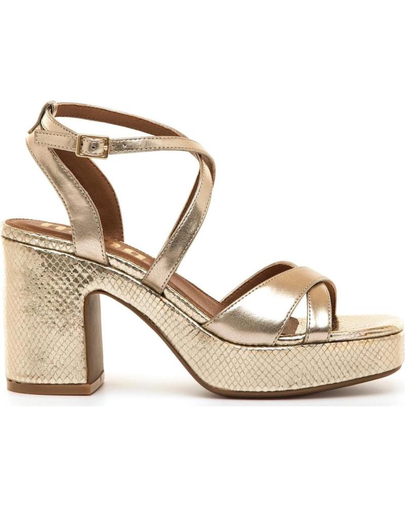 MTNG SANDALIA DE TACÓN CON PLATAFORMA Y TIRAS CRUZADAS MTNG 56649 GOLD