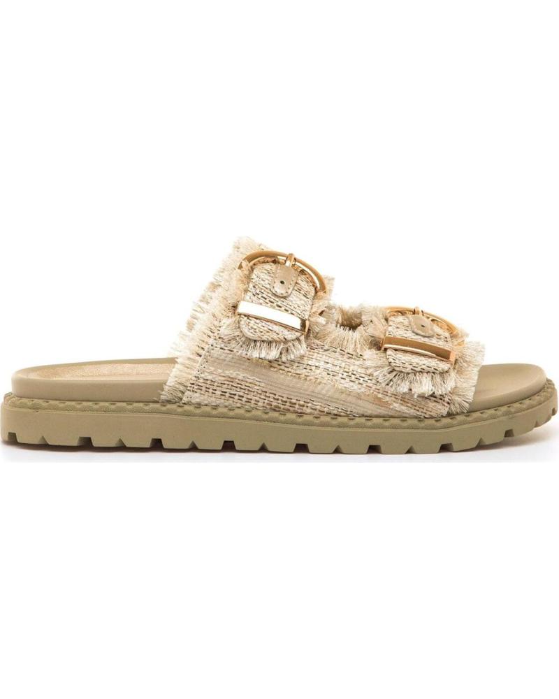 MARIA MARE SANDALIA PLANA CON HEBILLAS Y ACABADO DESFLECADO BEIGE