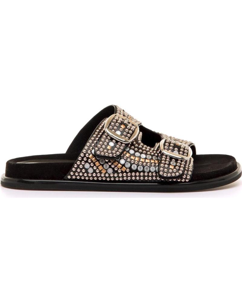 MARIA MARE SANDALIAS PLANAS CON DOBLE HEBILLA Y PEDRERÍA NEGRO