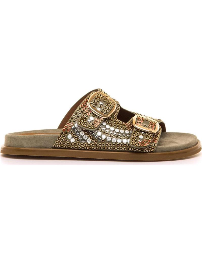 MARIA MARE SANDALIA PLANA CON DOBLE HEBILLA Y DETALLE DE TACHUELAS VERDE