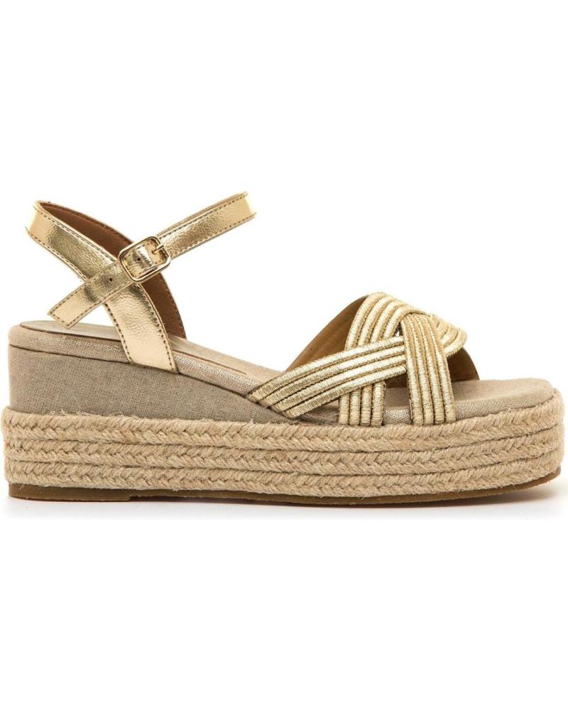 MARIA MARE SANDALIA CUÑA CON TIRAS TRENZADAS Y CIERRE DE HEBILLA GOLD