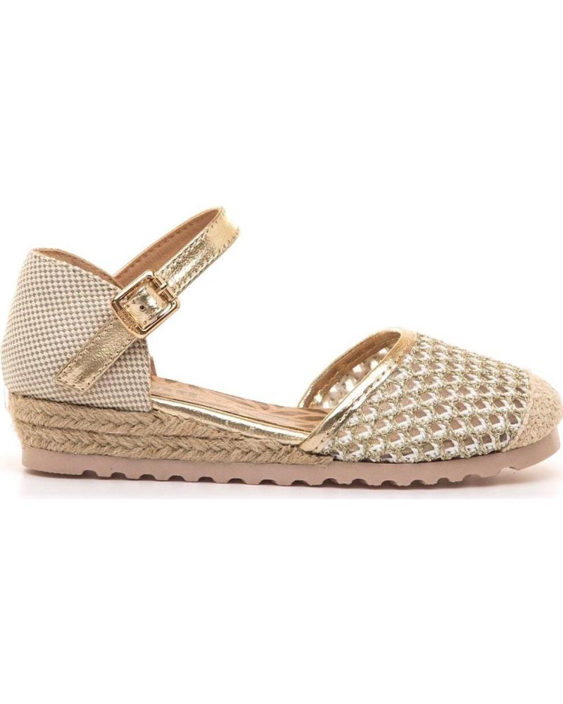 MTNG SANDALIA CUÑA ESPARTO TRENZADA CON CIERRE DE HEBILLA GOLD