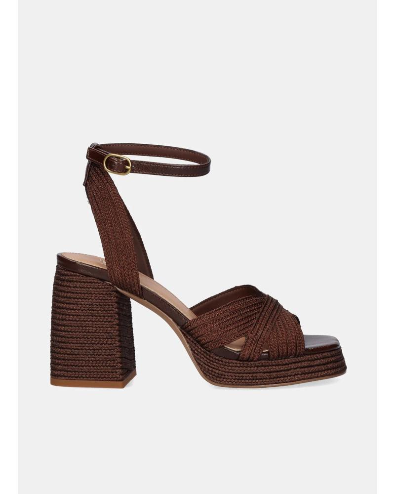 EXE SANDALIA DE TACÓN BLOQUE CON PLATAFORMA Y PULSERA HAVANA-309 MARRON