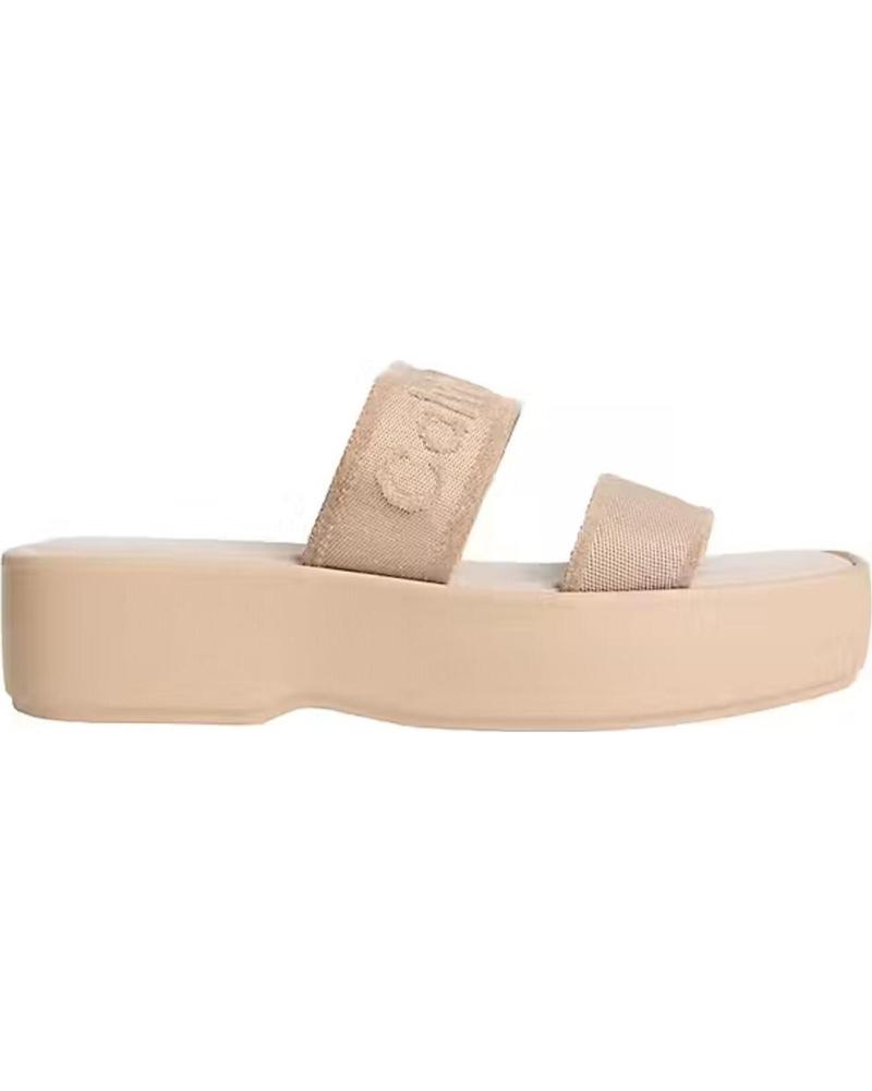 CALVIN KLEIN SANDALIAS FLATFORM WEBBING BEIGE