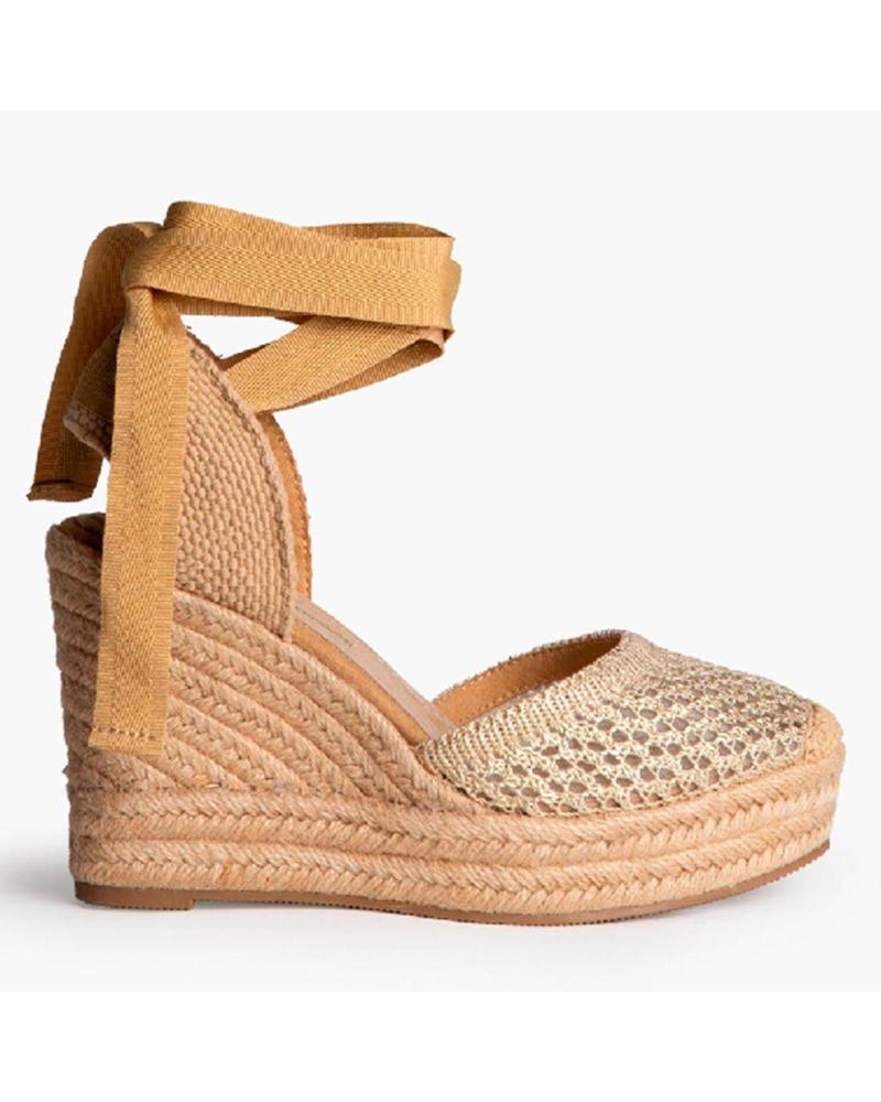 CORINA SANDALIA VALENCIANA CON PLATAFORMA Y CIERRE DE LAZADA ORO