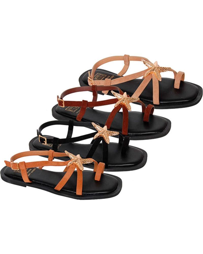 BUBBLE BOBBLE SANDALIAS PLANAS M2696 CON DETALLE DE ESTRELLA MOKA