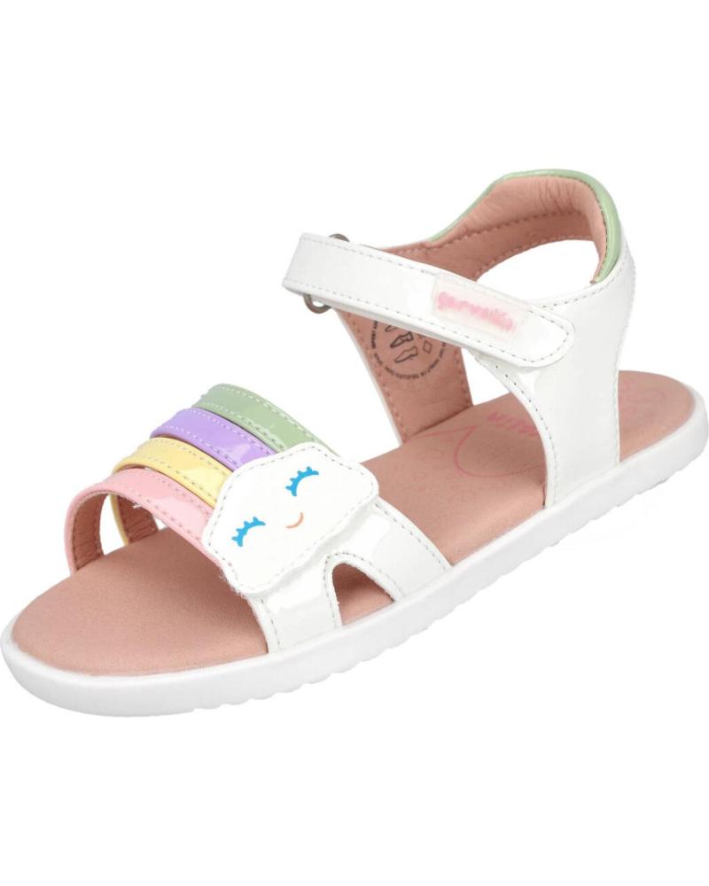 GARVALIN SANDALIAS BAREFOOT 262431-B310 CON DISEÑO DE ARCOÍRIS BLANCO