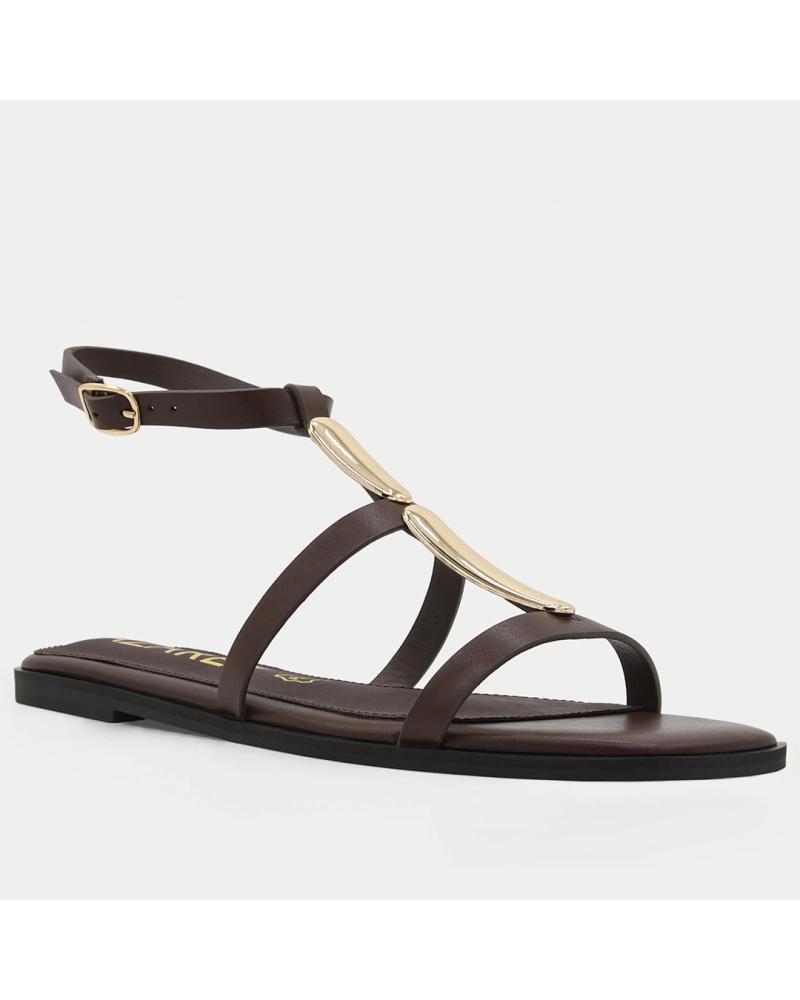 AZAREY SANDALIAS PLANAS CON ADORNOS DORADOS MARRON