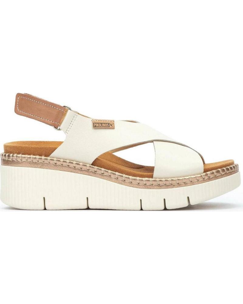 PIKOLINOS SANDALIAS W0K-0606C1 DE PIEL CON PLATAFORMA CREMA