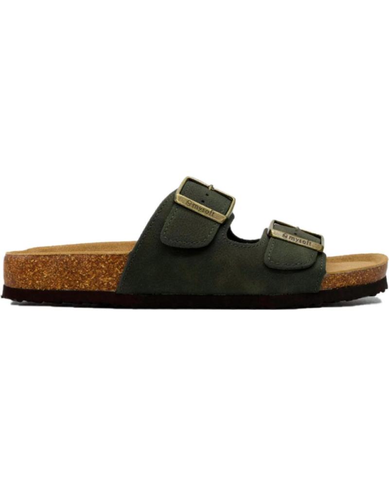 MYSOFT SANDALIAS PLANAS DOBLE HEBILLA 075 VERDE