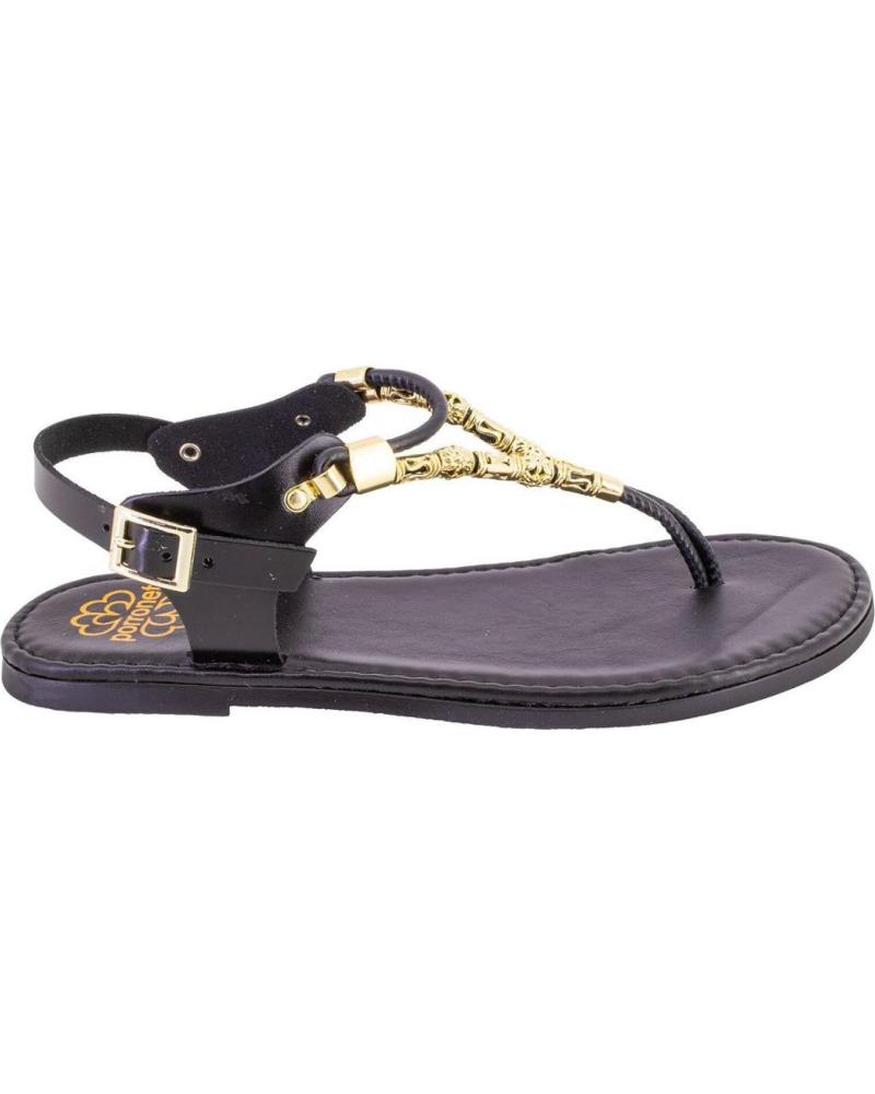 PORRONET SANDALIAS PLANAS 3205 CON DETALLE JOYA NEGRO