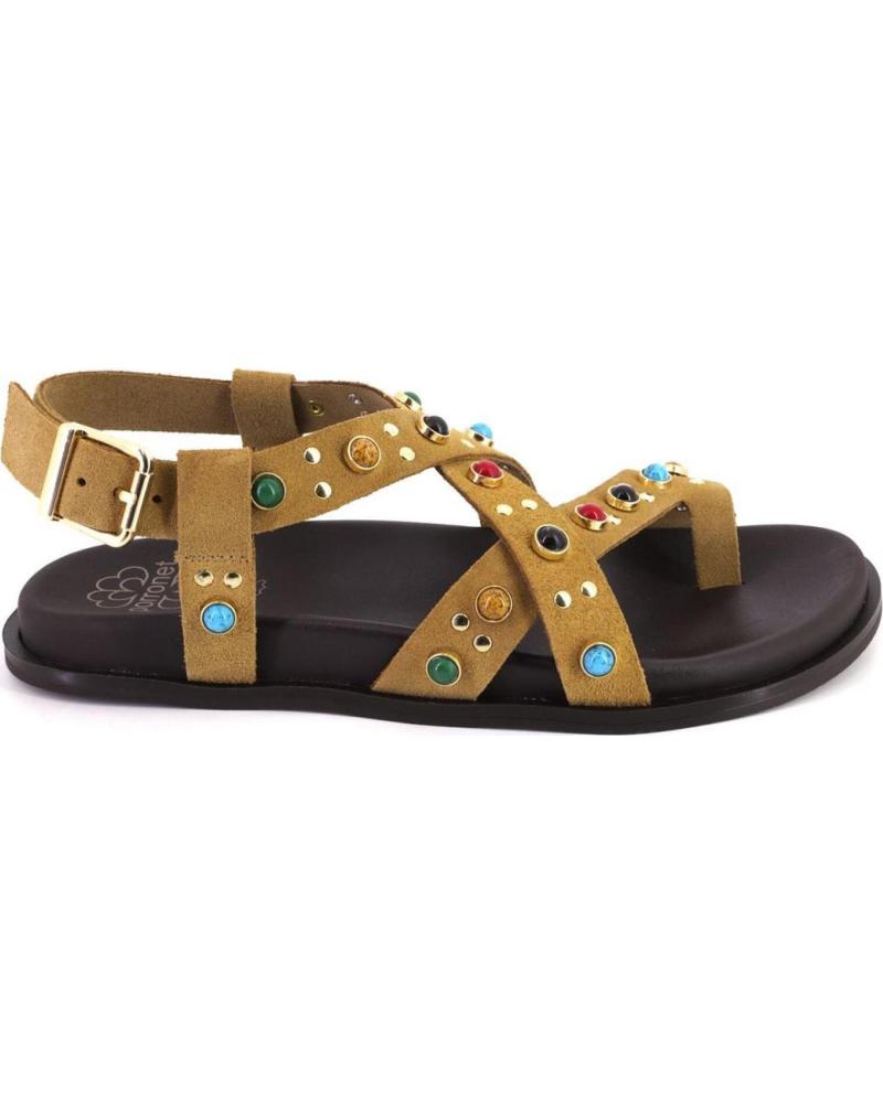 PORRONET SANDALIA 3295 PIEL CON TACHUELAS CAMEL
